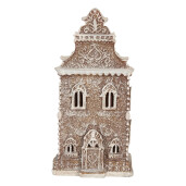 Casuta Turta Dulce polirasina maro alba, led 12x11x25 cm