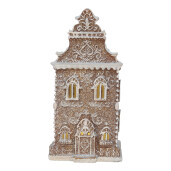 Casuta Turta Dulce polirasina maro alba, led 12x11x25 cm