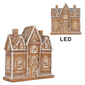 Casuta Turta Dulce polirasina maro alba, led 21x8x20 cm