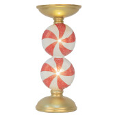 Sfesnic lumanare Craciun polirasina multicolora cu led Ø 10x23 cm