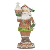 Figurina Mos Craciun polirasina multicolora cu led 15x13x32 cm