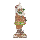 Figurina Mos Craciun polirasina multicolora cu led 15x13x32 cm