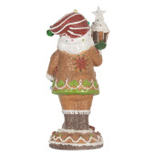Figurina Mos Craciun polirasina multicolora cu led 15x13x32 cm