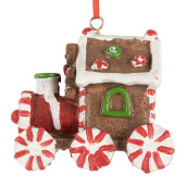 Ornament brad Craciun Trenulet polirasina multicolora 9x5x9 cm
