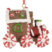 Ornament brad Craciun Trenulet polirasina multicolora 9x5x9 cm