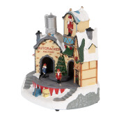 Decoratiune muzicala Craciun polirasina multicolora cu led 20x17x23 cm