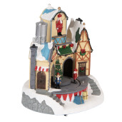 Decoratiune muzicala Craciun polirasina multicolora cu led 20x17x23 cm