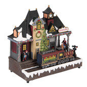 Decoratiune muzicala Craciun polirasina multicolora cu led 32x16x30 cm