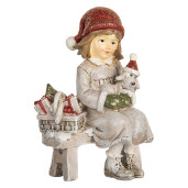 Figurina Fetita Craciun polirasina multicolora 7x5x10 cm