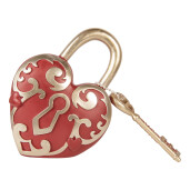 Decoratiune Inimioara polirasina aurie rosie  22x9x30 cm