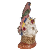 Figurina Pisicuta cu Papagal polirasina multicolora 24x21x40 cm