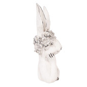 Figurina Iepuras Paste polirasina alba gri 15x14x35 cm