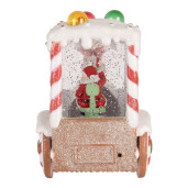 Decoratiune Craciun muzicala polirasina cu led Trenulet 19x12x18 cm