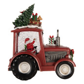 Decoratiune Craciun muzicala polirasina cu led Tractor 21x13x25 cm