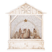 Decoratiune Craciun muzicala polirasina cu led Scena Nasterii Domnului 22x7x25 cm