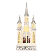 Decoratiune Craciun muzicala polirasina cu led Biserica 17x10x41 cm
