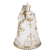 Clopotel Craciun polirasina alba aurie  Ø 18x26 cm