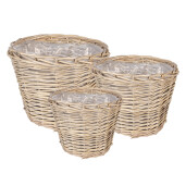 Set 3 ghivece flori ratan bej  (3) Ø 34x27 / Ø 29x24 / Ø 23x21 cm