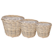 Set 3 ghivece flori ratan bej  (3) Ø 34x27 / Ø 29x24 / Ø 23x21 cm