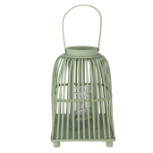 Felinar ratan verde sticla 24x24x36 cm