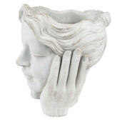 Ghiveci flori ceramica gri Face 18x18x20 cm