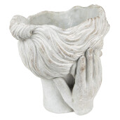 Ghiveci flori ceramica gri Face 18x18x20 cm