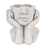 Ghiveci flori piatra gri Femeie 20x17x22 cm