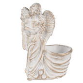 Figurina Inger cu ghiveci piatra alba aurie 22x13x30 cm