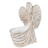 Figurina Inger cu ghiveci piatra alba aurie 22x13x30 cm