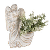 Figurina Inger cu ghiveci piatra alba aurie 22x13x30 cm