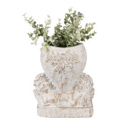 Ghiveci flori piatra alba aurie Ingeri 23x13x25 cm