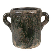 Ghiveci flori teracota verde maro 21x14x16 cm