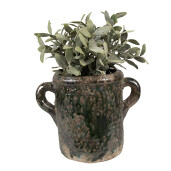 Ghiveci flori teracota verde maro 21x14x16 cm