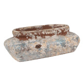 Ghiveci flori teracota bej albastra 27x15x9 cm