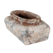 Ghiveci flori teracota bej albastra 22x12x8 cm