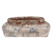 Ghiveci flori teracota bej albastra 22x12x8 cm