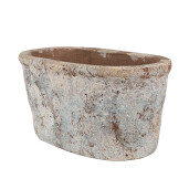 Ghiveci flori teracota bej albastra 26x13x12 cm