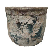 Ghiveci flori teracota verde bej 19x15 cm