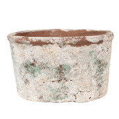 Ghiveci flori teracota bej verde 21x13x12 cm