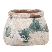 Ghiveci flori teracota bej verde 20x14x13 cm