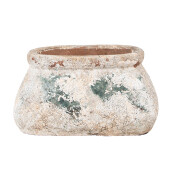 Ghiveci flori teracota bej verde 17x13x9 cm