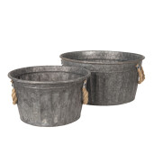 Set 2 ghivece flori fier gri 35x17, 27x15 cm