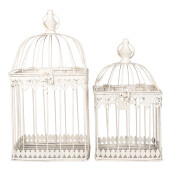 Set 2 colivii decorative metal bej 21x21x42, 18x18x32 cm