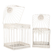 Set 2 colivii decorative metal bej 21x21x42, 18x18x32 cm