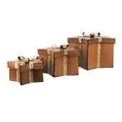 Set 3 cutii depozitare fier maro 26x26x18 cm, 21x21x14 cm, 16x16x10 cm