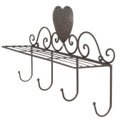 Cuier cu etajera fier maro 39x11x23 cm