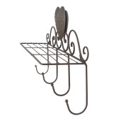 Cuier cu etajera fier maro 39x11x23 cm