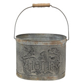 Set 2 ghivece flori metal gri vintage (2) 31x20x23 / 27x17x21 cm