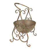 Ghiveci flori fier maro verde 26x27x49 cm