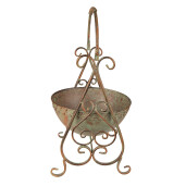 Ghiveci flori fier maro verde 26x27x49 cm